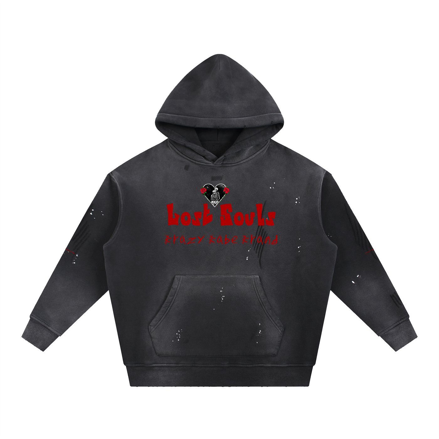 Vintage Washed Frayed Fleece Hoodie