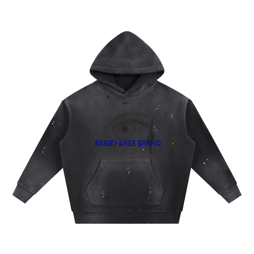 Vintage Washed Frayed Fleece Hoodie