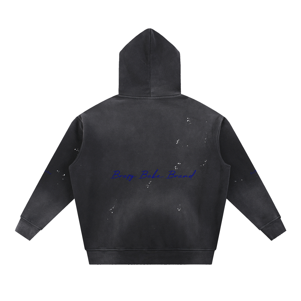 Vintage Washed Frayed Fleece Hoodie