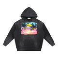Vintage Washed Frayed Fleece Hoodie
