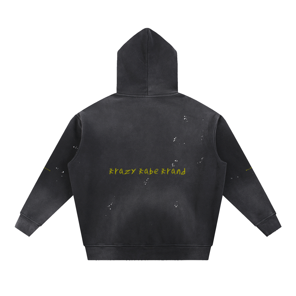 Vintage Washed Frayed Fleece Hoodie